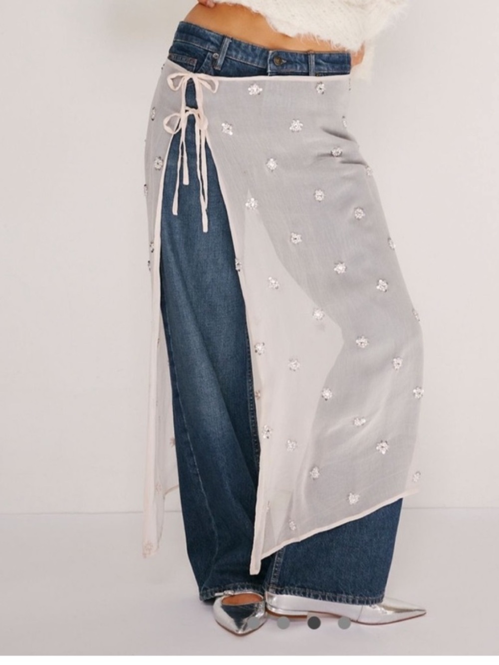 Free People Sheer Embellished Side-Tie Sarong , one size